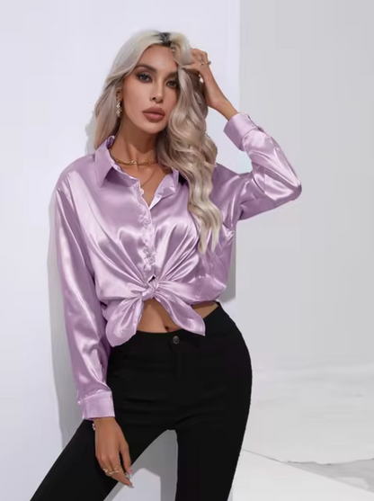 Maeve - Satijnen blouse met lange mouwen