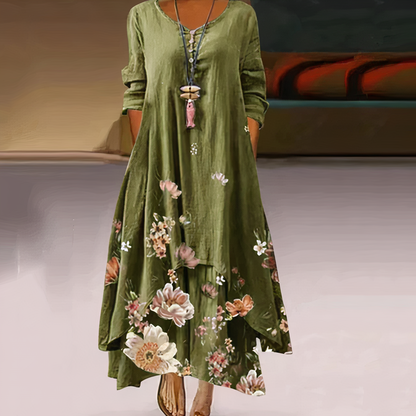 Mila - Elegante Vrouwelijke Lange Zomerjurk met Bloemen Print