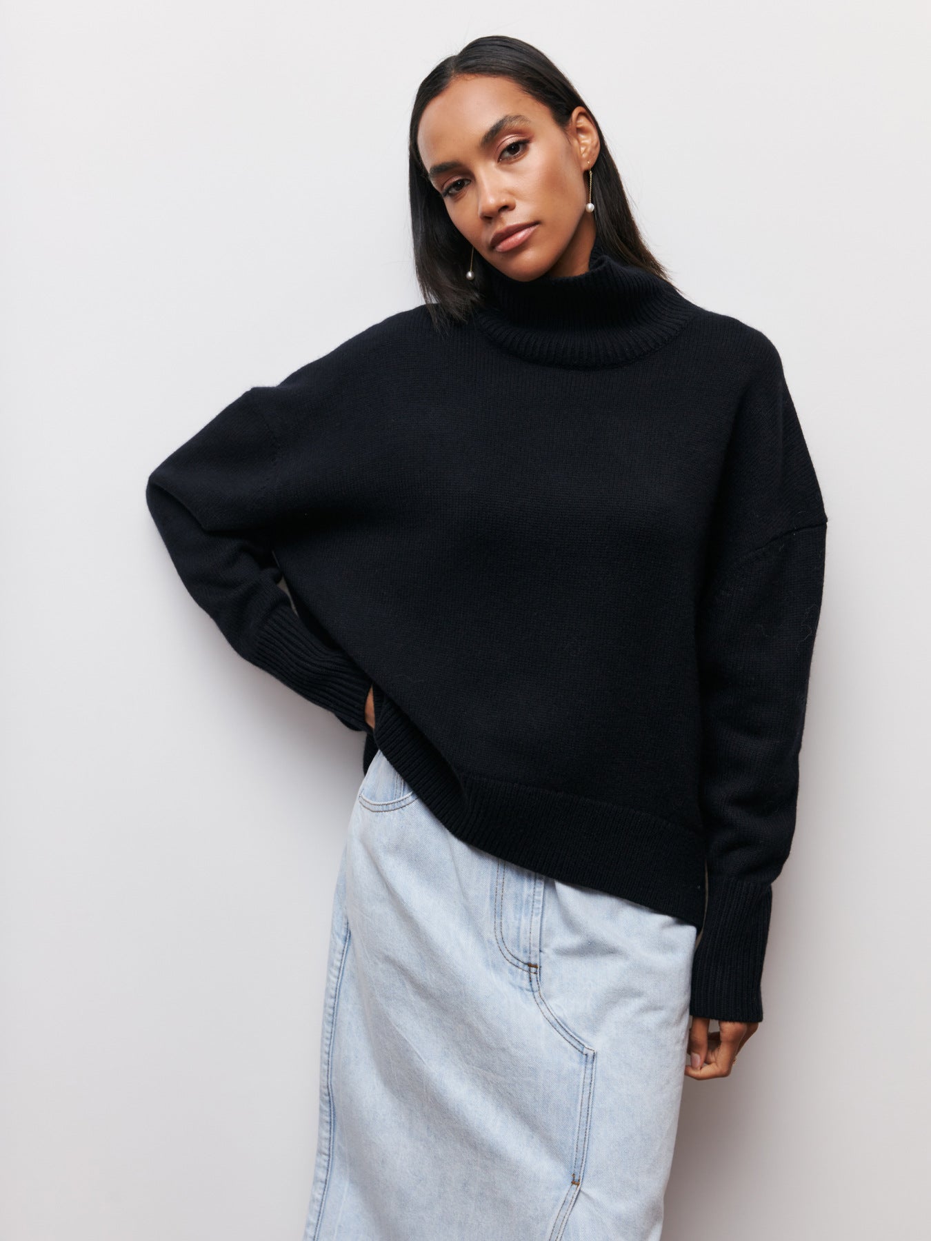 Aya Gebreide Luxe Oversized Coltrui Turtleneck