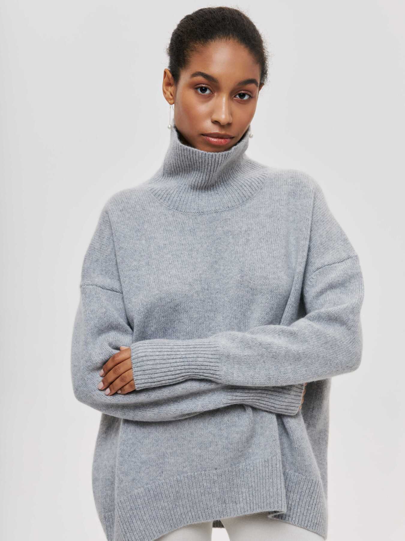 Aya Gebreide Luxe Oversized Coltrui Turtleneck