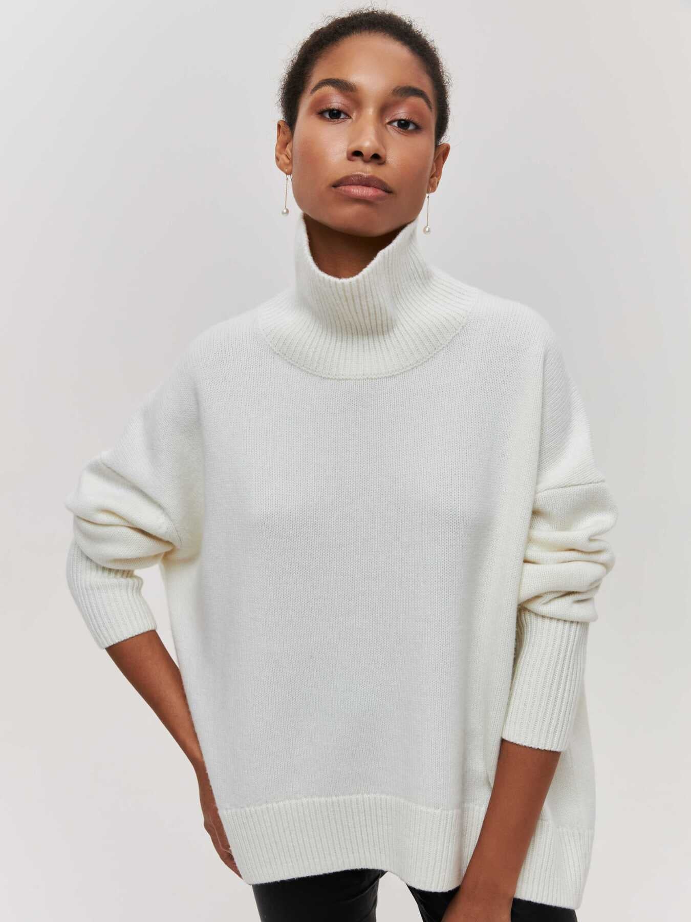 Aya Gebreide Luxe Oversized Coltrui Turtleneck