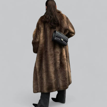 Tomke - Elegante Lange Faux Fur Trenchcoat