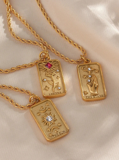 Marlotta - Tarot Kaart De Zon Ketting Goud