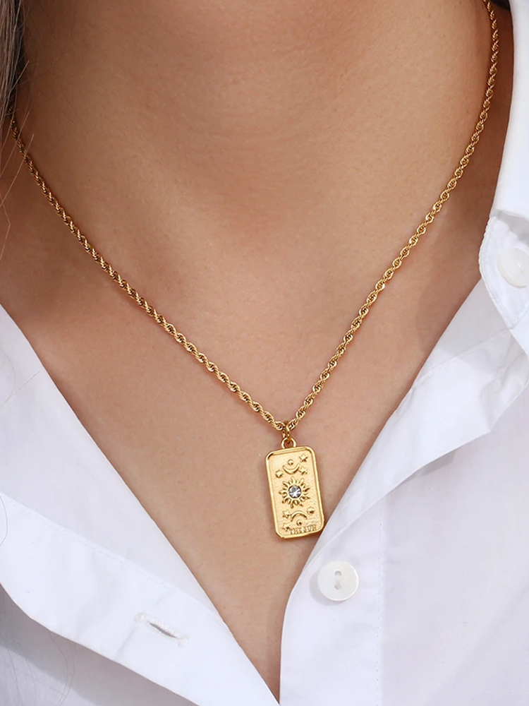 Marlotta - Tarot Kaart De Zon Ketting Goud