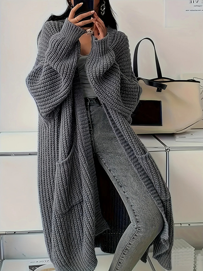 Lotte - Lang Vest voor Dames | Stijlvolle Oversized Cardigan | Streetstyle Vest in Grijs