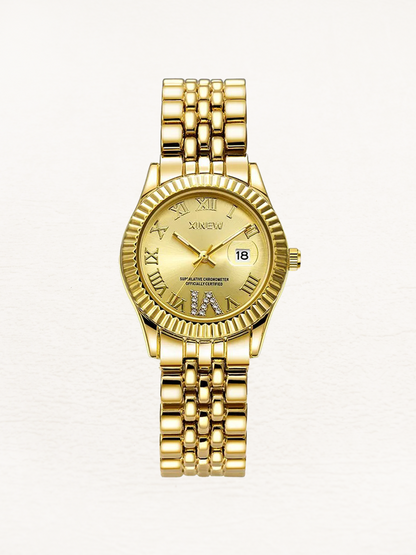 Izzy - Quartz Dames Horloge Met Zirkonia Goud-Goud
