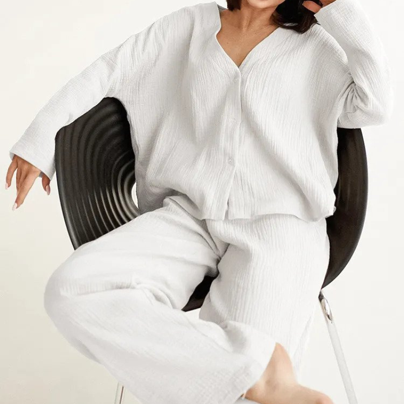 Cornelia Loungekleding Set | Comfy katoenen 2-delige thuispak voor dames