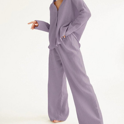 Cornelia Loungekleding Set | Comfy katoenen 2-delige thuispak voor dames