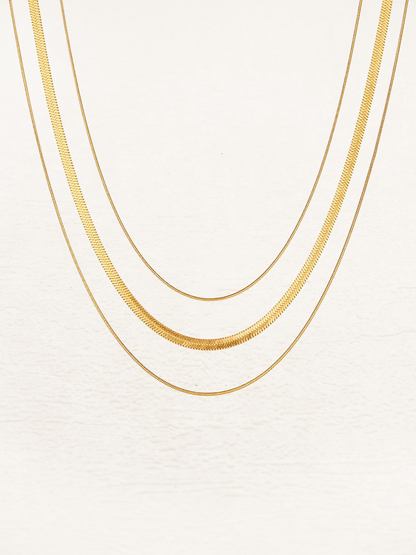 Maike - 3-Laagse Snake Chain Ketting Goud