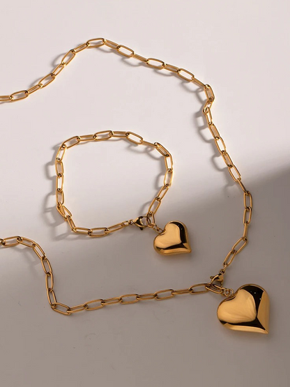 Annetta - Paperclip Hartjes Ketting Goud