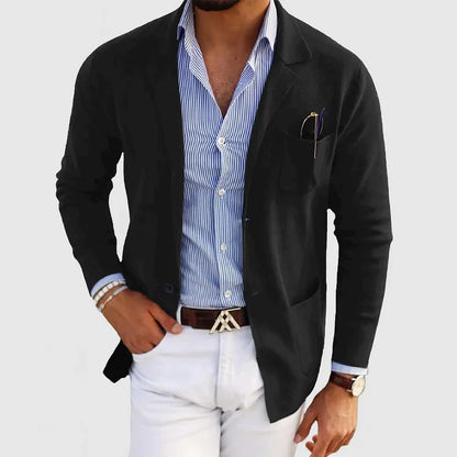 Maad - Zachte Cardigan Vest met Lange Mouwen en Kraag voor Mannen
