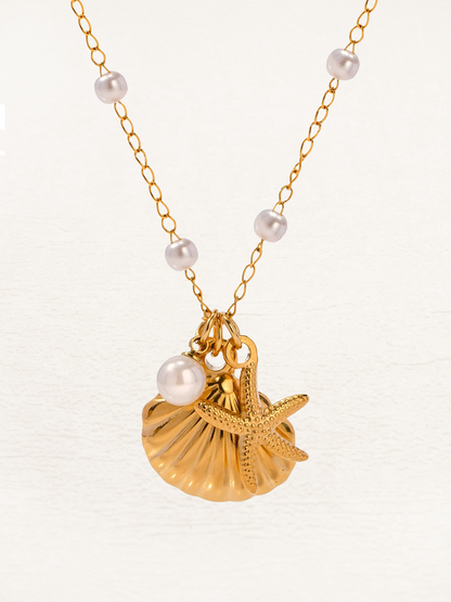 Ingeva - Schelp Parel Bedelketting Goud