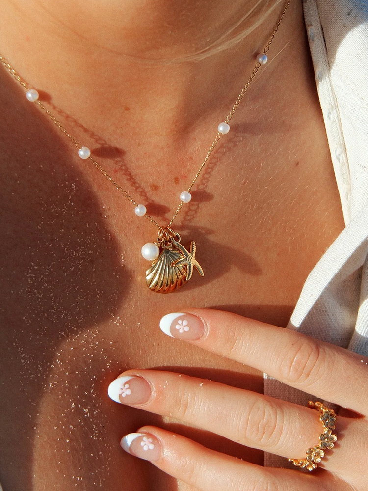 Ingeva - Schelp Parel Bedelketting Goud