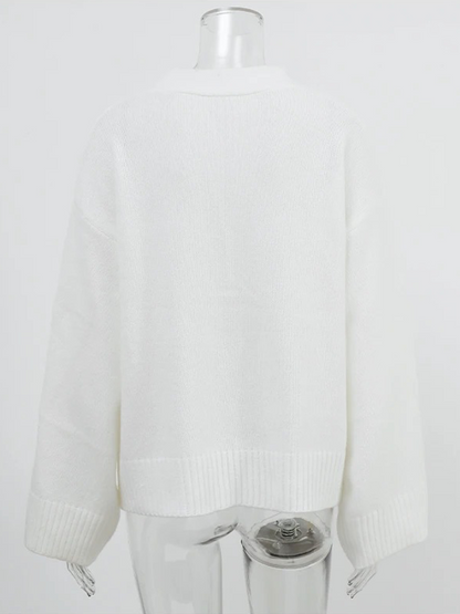 Elin - Elegant Dames Vest | Vest met Knopen | Sweater voor Vrouwen in Bruin/Wit