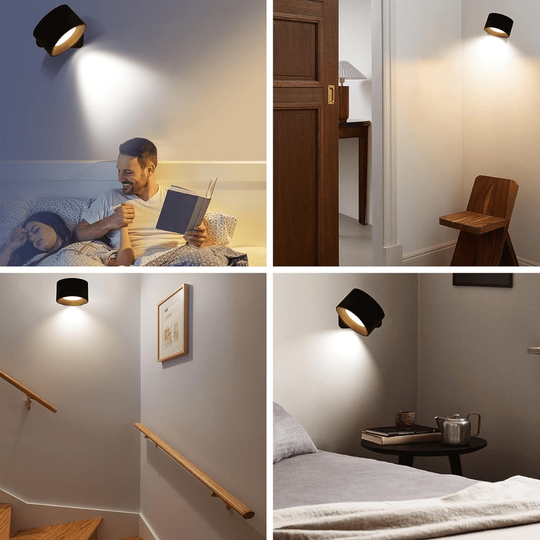 FlexiLight Draadloze 360° Draaiende Roterende Muur Lamp met 3 Kleuren Licht