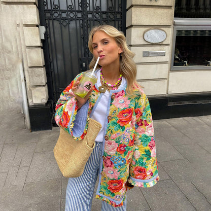 Ella - Gewatteerd Vest met Bloemenprint