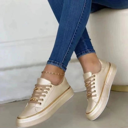 Roos - Stijlvolle Damesschoenen Sneakers met Gouden Detail