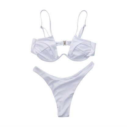 Lillian - Bandage Braziliaanse Bikini in Effen Kleur