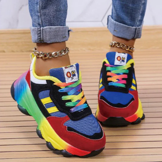 Teresa - Stijlvolle Happy Rainbow Sneakers met Hoge Zolen