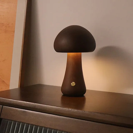 MushGlow Unieke Houten Draadloze Schattige Paddestoel Lamp