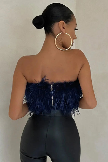 Noa Feather Top | Stijlvolle veren crop top is dé toptrend dit jaar