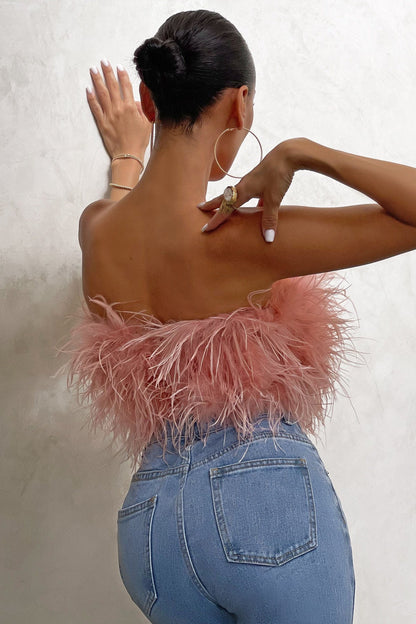 Noa Feather Top | Stijlvolle veren crop top is dé toptrend dit jaar