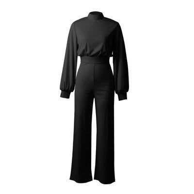 Sariq - Pure Color Halve Kraag Jumpsuits