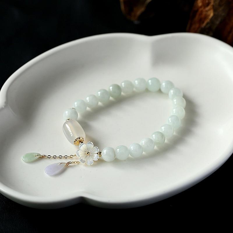 Purity&Harmony Witte Jade en Agaat Kralen Armband