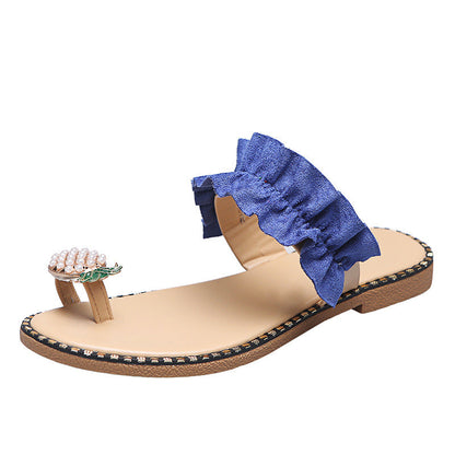 Helene - Tropische flair, Speelse sandalen versierd met ananas en details met ruches