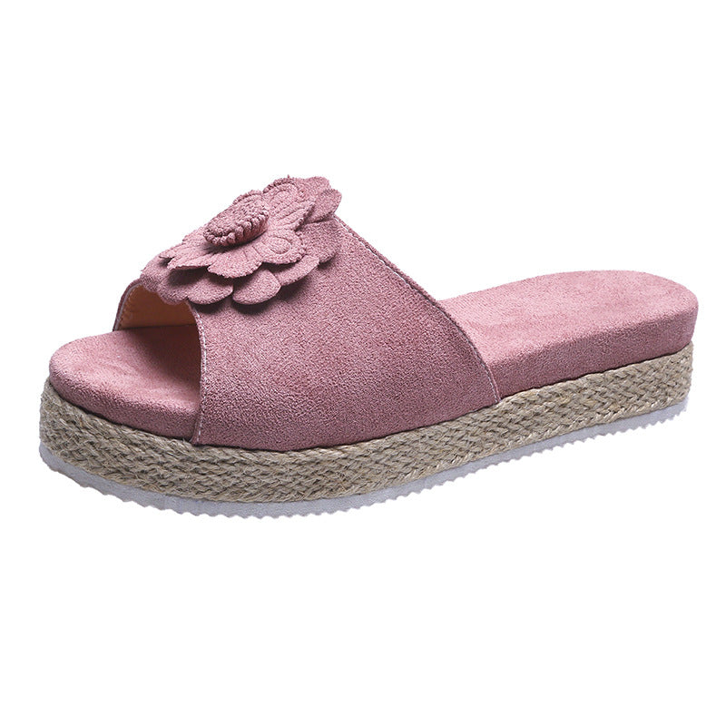 Cecilia - Fancy bloemen, Charmante Dusty Pink Platform Sandalen met Decoratieve Applicaties