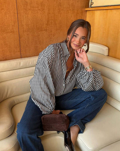 Olivia – Oversized Shirt met Gingham Ruitpatroon