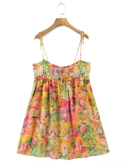 Ella - Mini Jurk met Bloemenprint en Schouderstrik