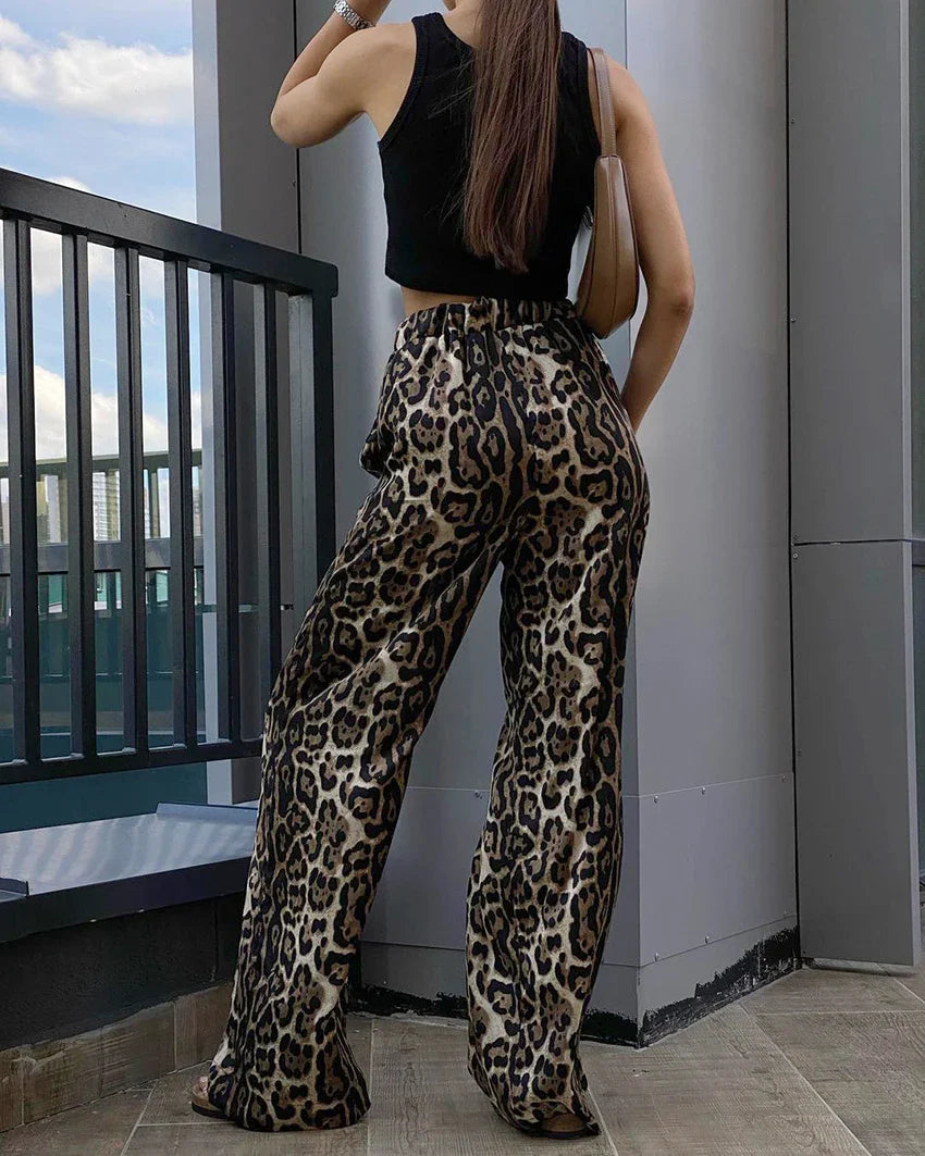 Chloe - Leopardprint Wijde Broek