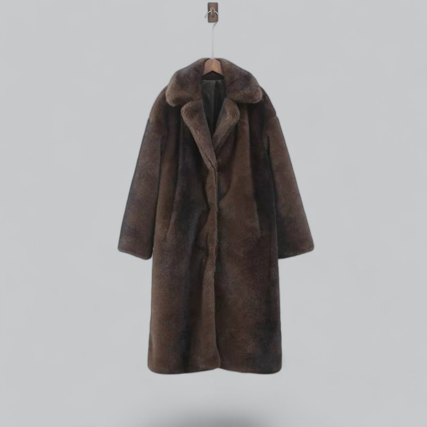 Tomke - Elegante Lange Faux Fur Trenchcoat