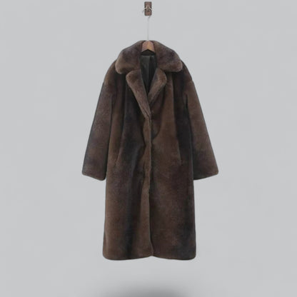 Tomke - Elegante Lange Faux Fur Trenchcoat