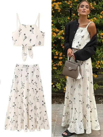 Lujza - Set van top en rok met bloemenprint
