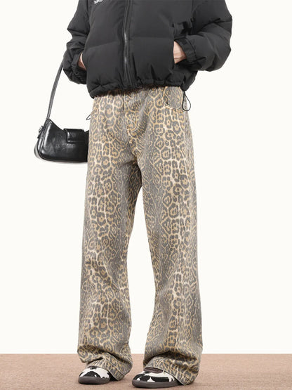 Mia – Leuke Leopard Print Wijd-Leg Broek