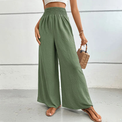 Eva - Linnen Elastische Hoge Taille Comfy Mode Flared broek