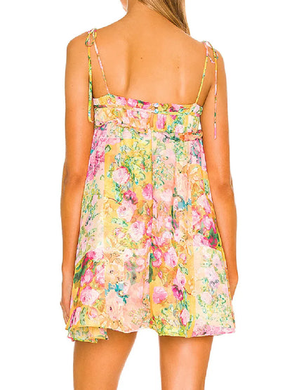 Ella - Mini Jurk met Bloemenprint en Schouderstrik