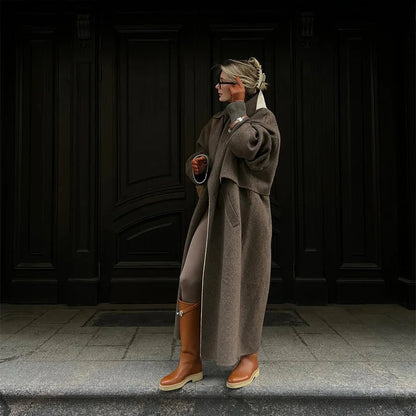 Suse - Casual Lange Bruine Jas voor Vrouwen