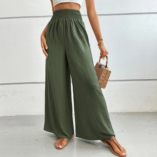 Eva - Linnen Elastische Hoge Taille Comfy Mode Flared broek