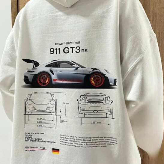 Vince - Stijlvolle Hoodie met Auto-Print en Moderne Grafische Elementen