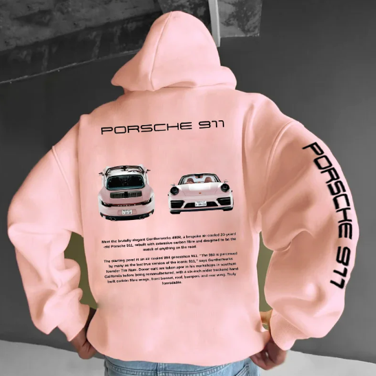 Vince - Stijlvolle Hoodie met Auto-Print en Moderne Grafische Elementen