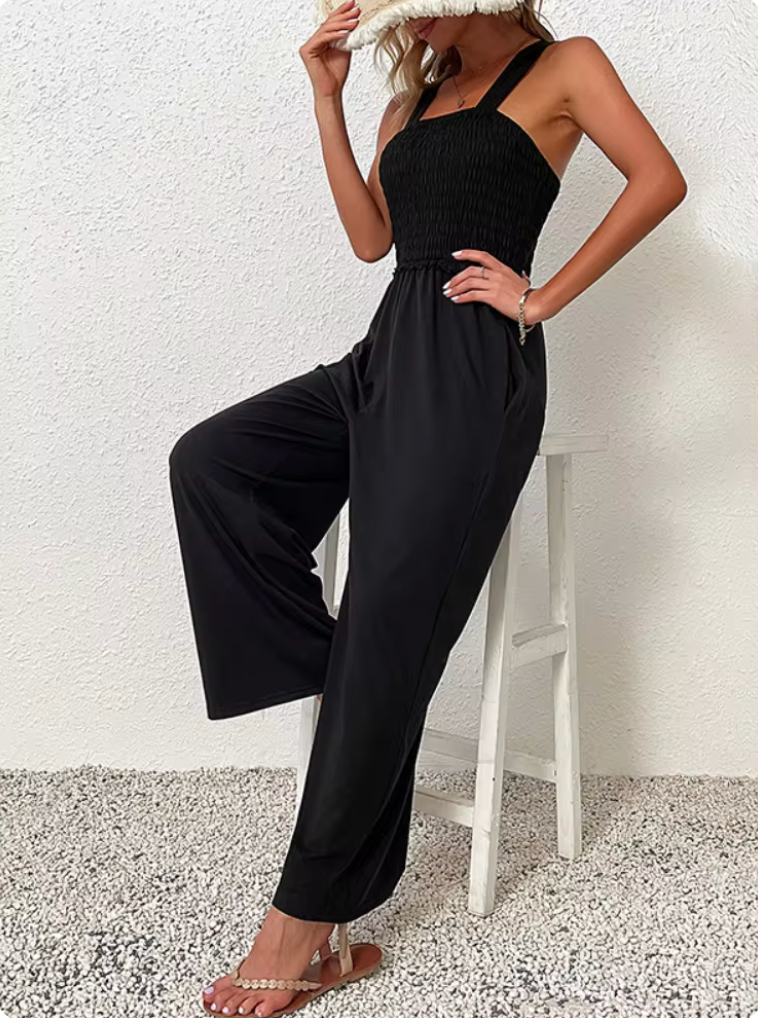 Kyleen - Zomermode Jumpsuit met Wijde Pijpen