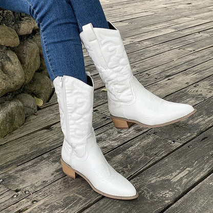 Clara - Dameslaarzen in Zapatos-Stijl - Retro Western Cowboy Laarzen met Zijrits