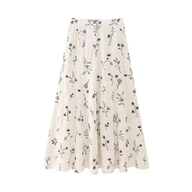 Lujza - Set van top en rok met bloemenprint