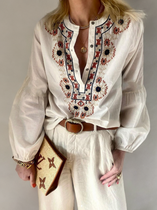 Liva - Geborduurde Boho Tuniek voor Een Zomer Vibe