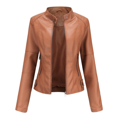 Sarah McLaughn Musthave Leren Dames Jack met Kraag Rits en Mooie Taille