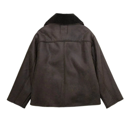 Leighton - Vintage Leren jas met lange Mouwen voor Dames