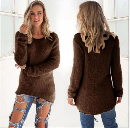 Eenvoudig zacht casual Luxe Sweater met O-hals voor dagelijks gebruik
